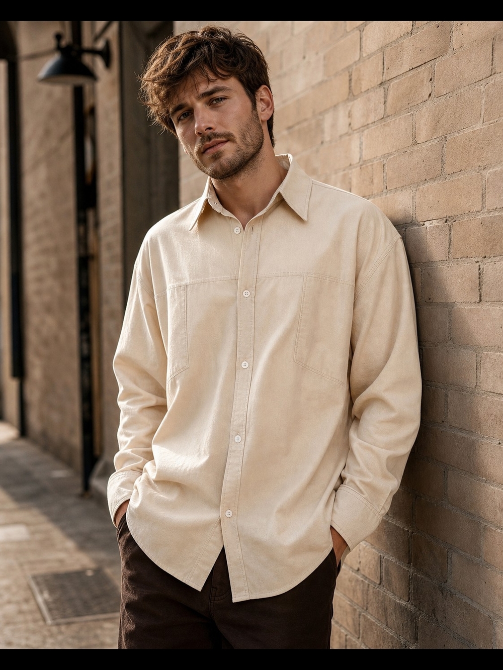 New Orisue Men's Neutral Beige Shirt- XXL